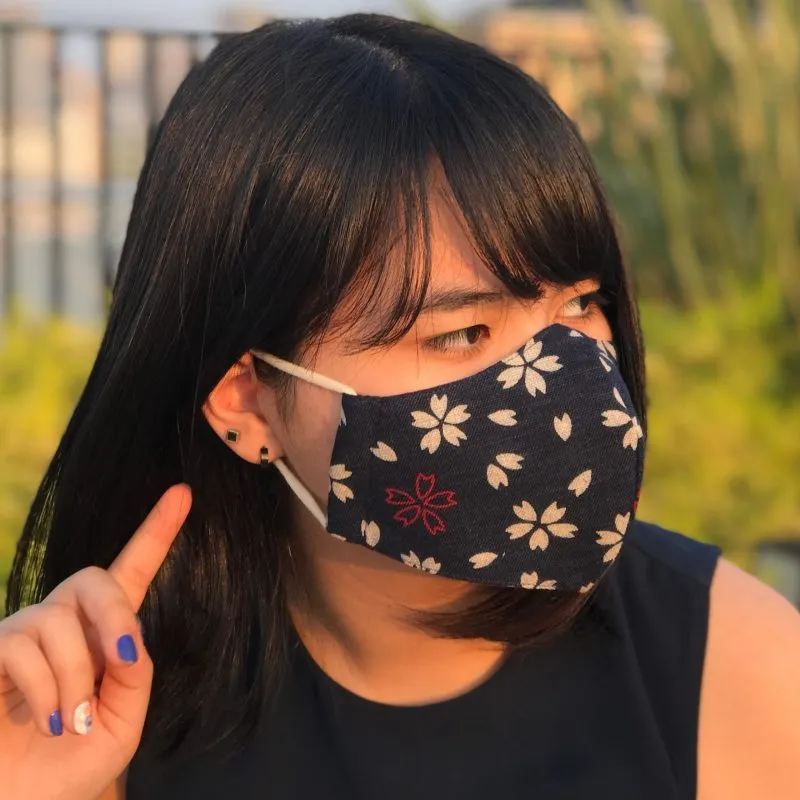 100% Cotton Reusable Face Mask - Sakura Cherry Blossom