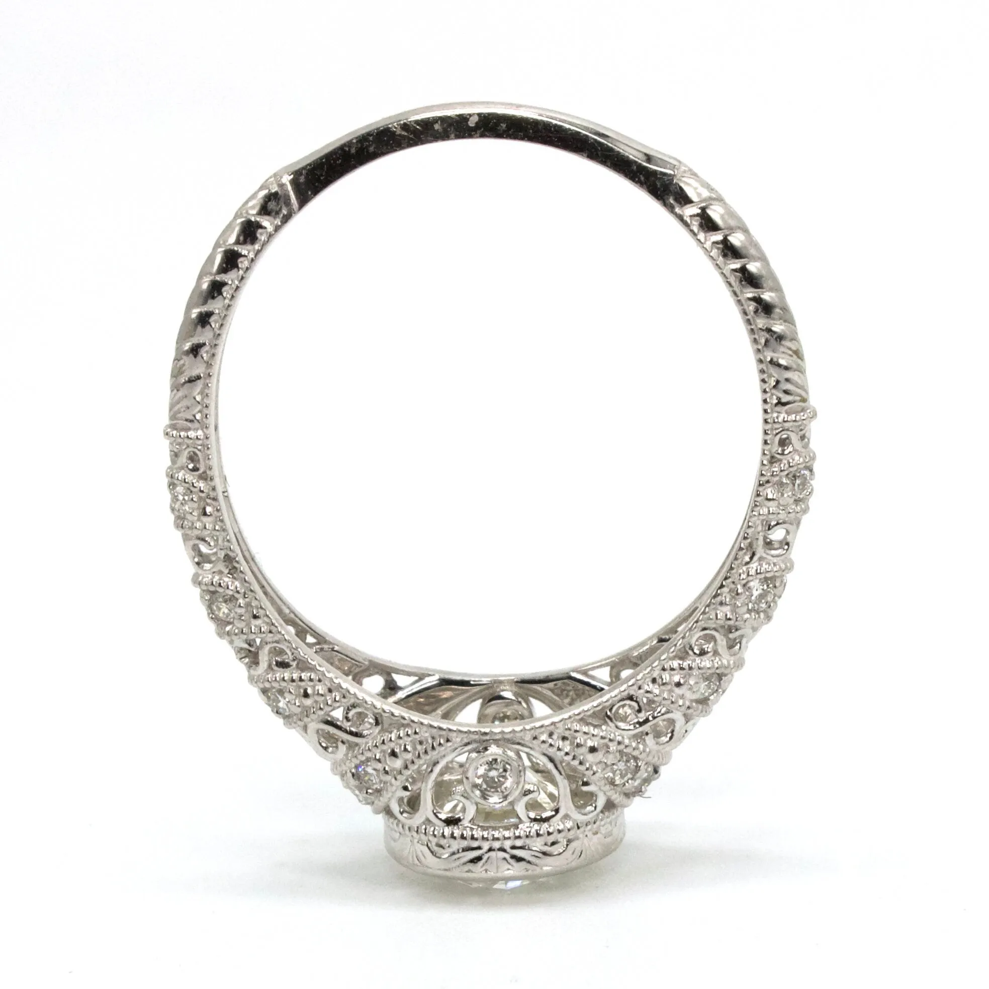 1.01 Carat Diamond in Filigreed Art Deco Style Solitaire Mounting