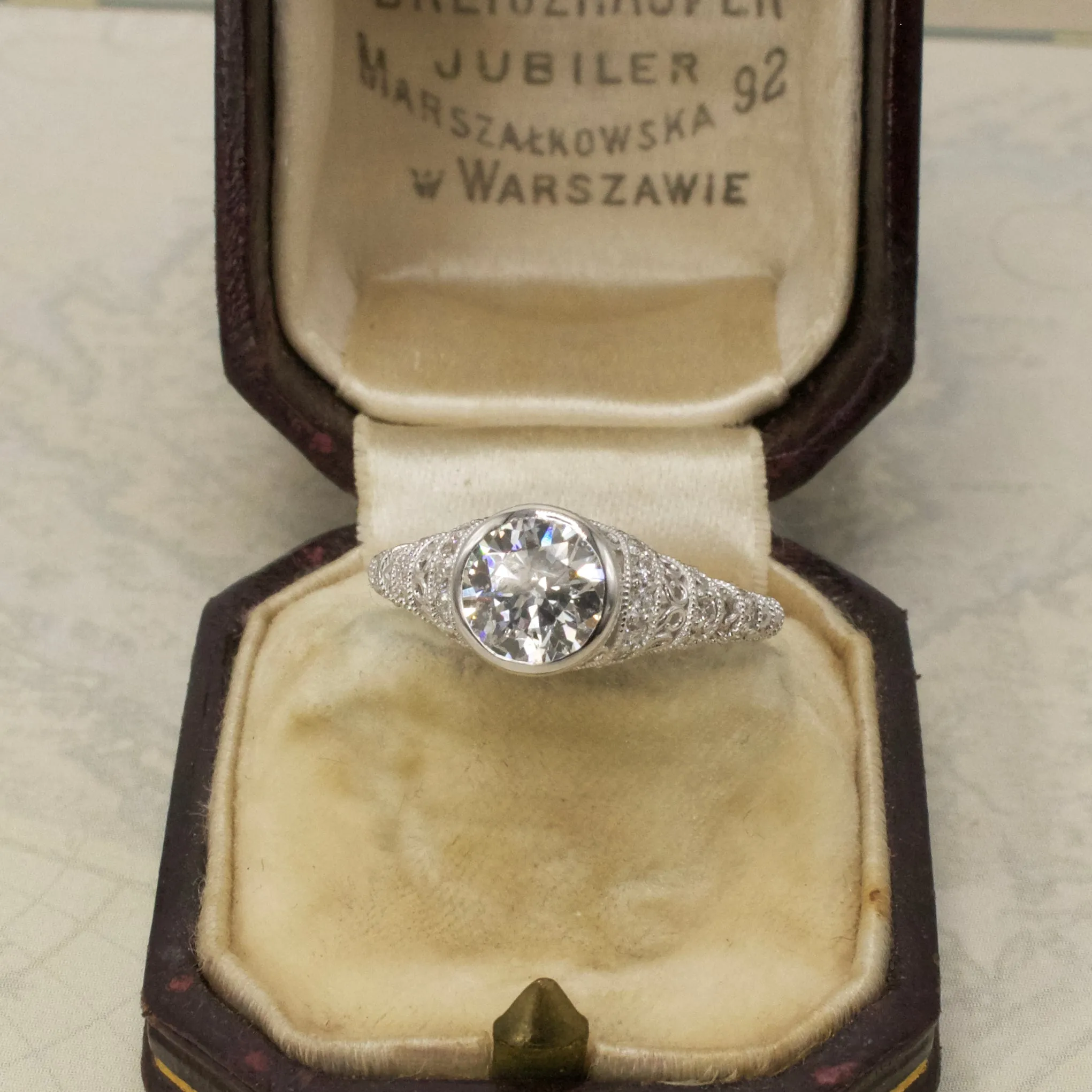 1.01 Carat Diamond in Filigreed Art Deco Style Solitaire Mounting