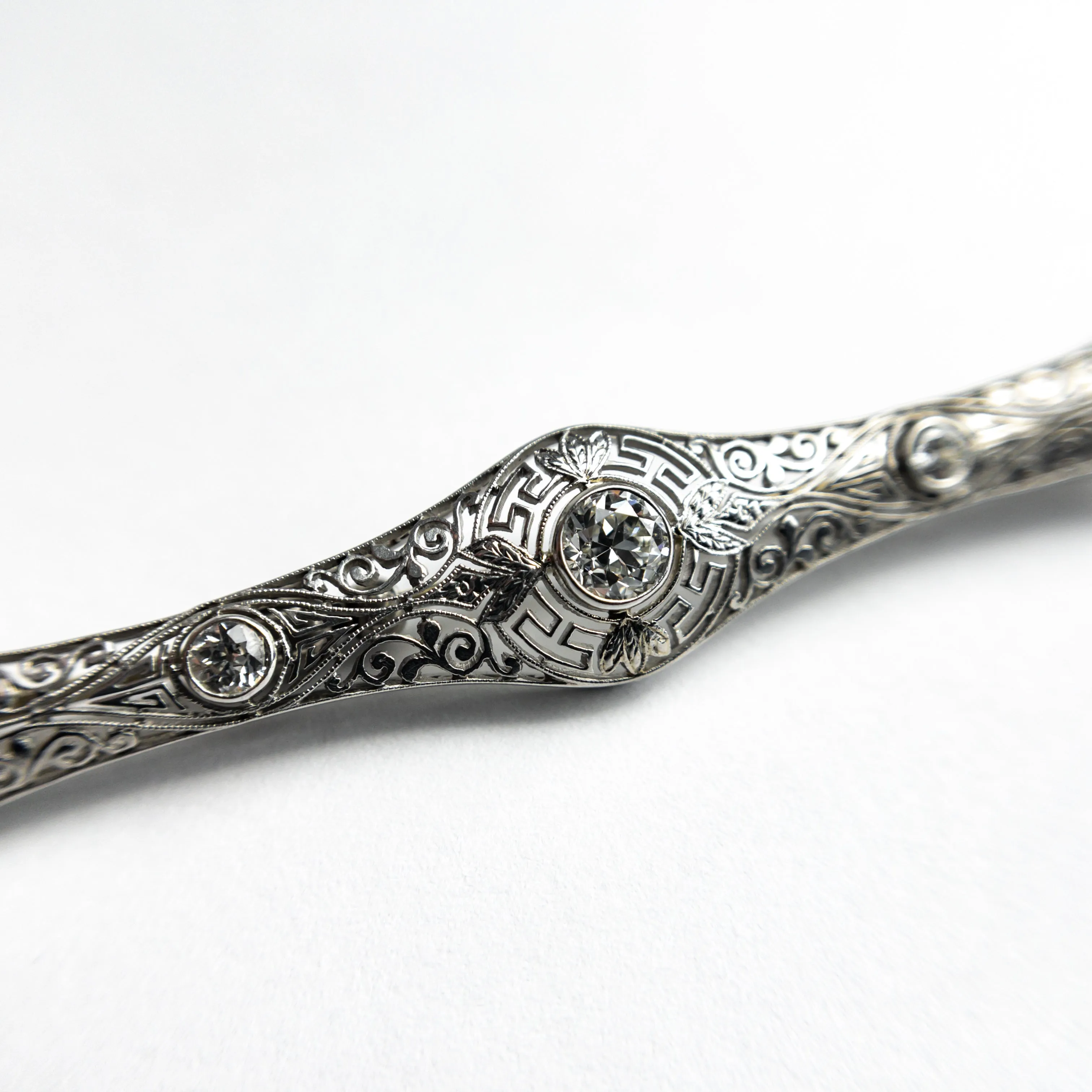 1.05cttw 5pc Old European Cut Platinum Art Deco Brooch 22758-01