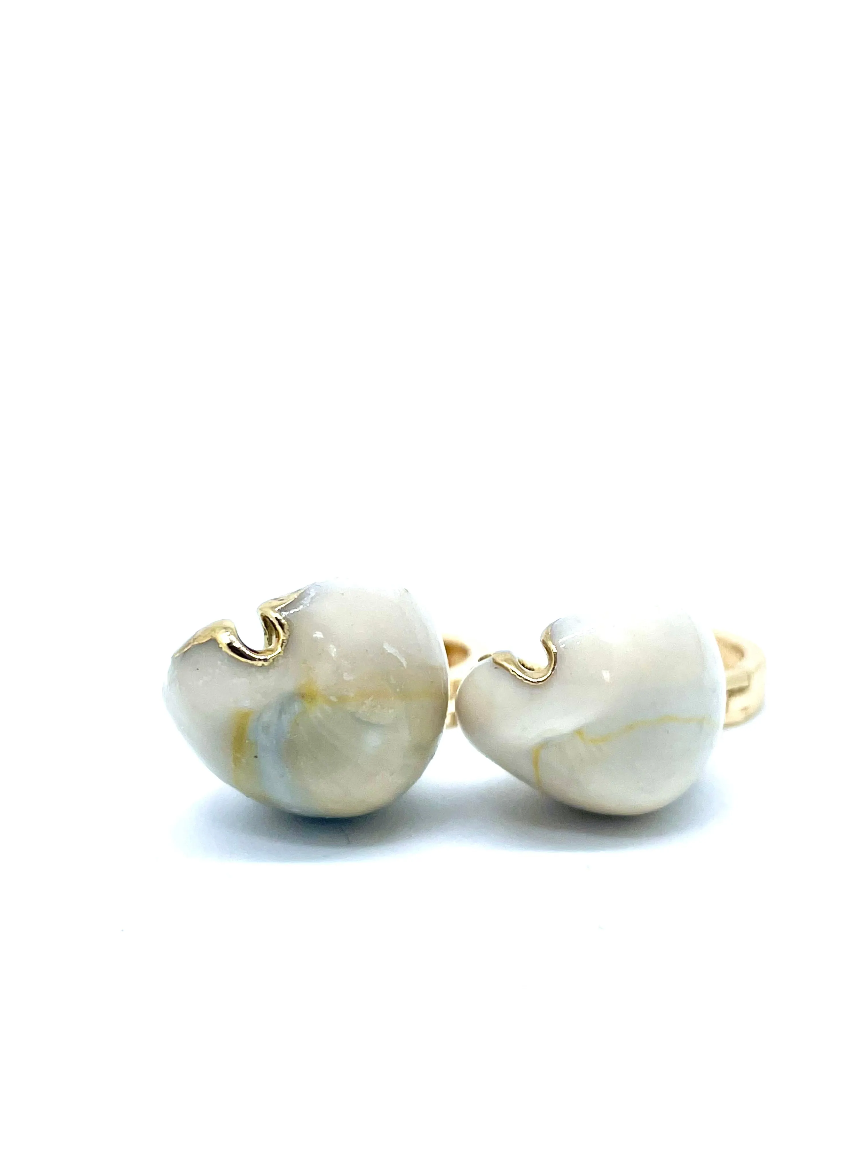 14K Gold Filled Cowrie Shell Huggie Earrings