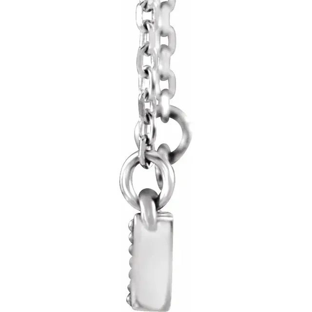14K White .06 CTW Diamond Milgrain Bar 16-18" Necklace