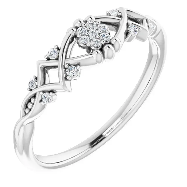 14K White .06 CTW Diamond Vintage-Inspired Ring