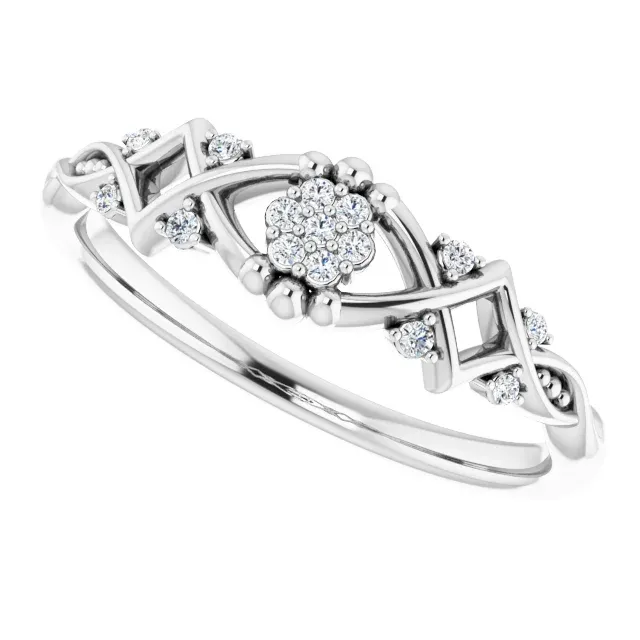 14K White .06 CTW Diamond Vintage-Inspired Ring