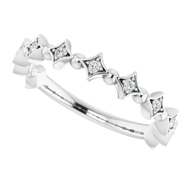 14K White 1/10 CTW Diamond Stackable Ring
