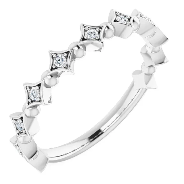 14K White 1/10 CTW Diamond Stackable Ring