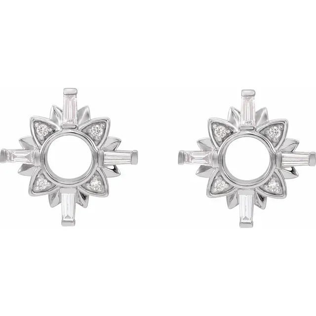 14K White 1/2 CTW Diamond Starburst Earrings