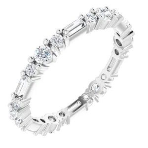 14K White 7/8 CTW Diamond Eternity Band Size 7