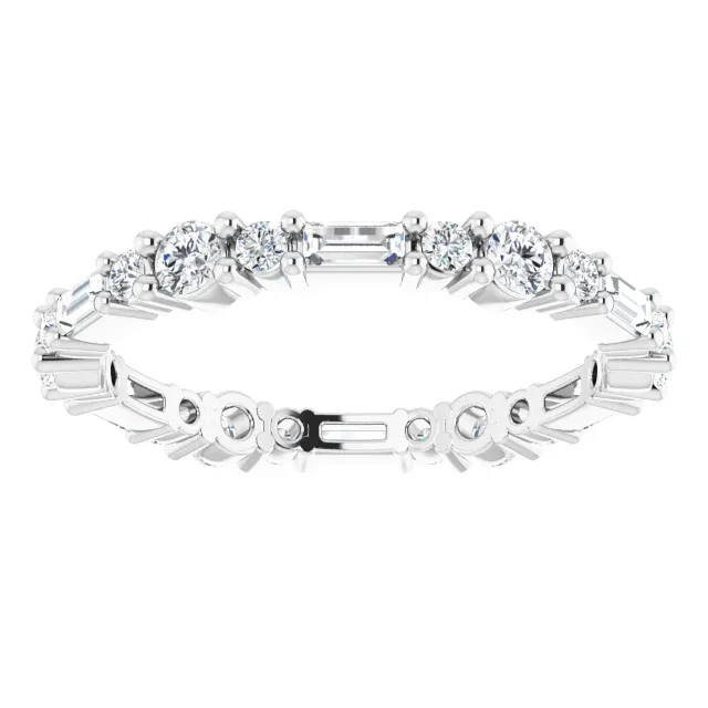 14K White 7/8 CTW Diamond Eternity Band Size 7