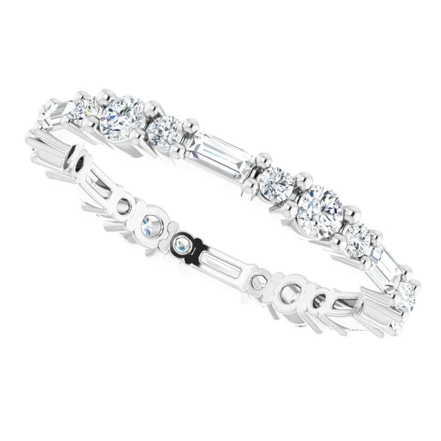 14K White 7/8 CTW Diamond Eternity Band Size 7