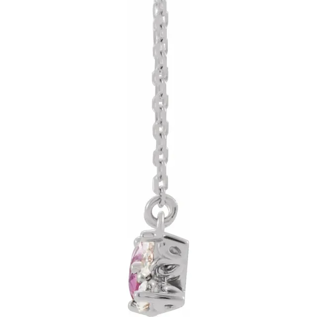 14K White Pink Sapphire & 1/6 CTW Diamond 16" Necklace