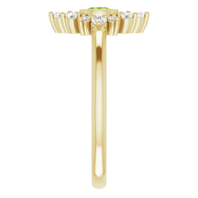 14K Yellow Peridot & 1/5 CTW Diamond Ring