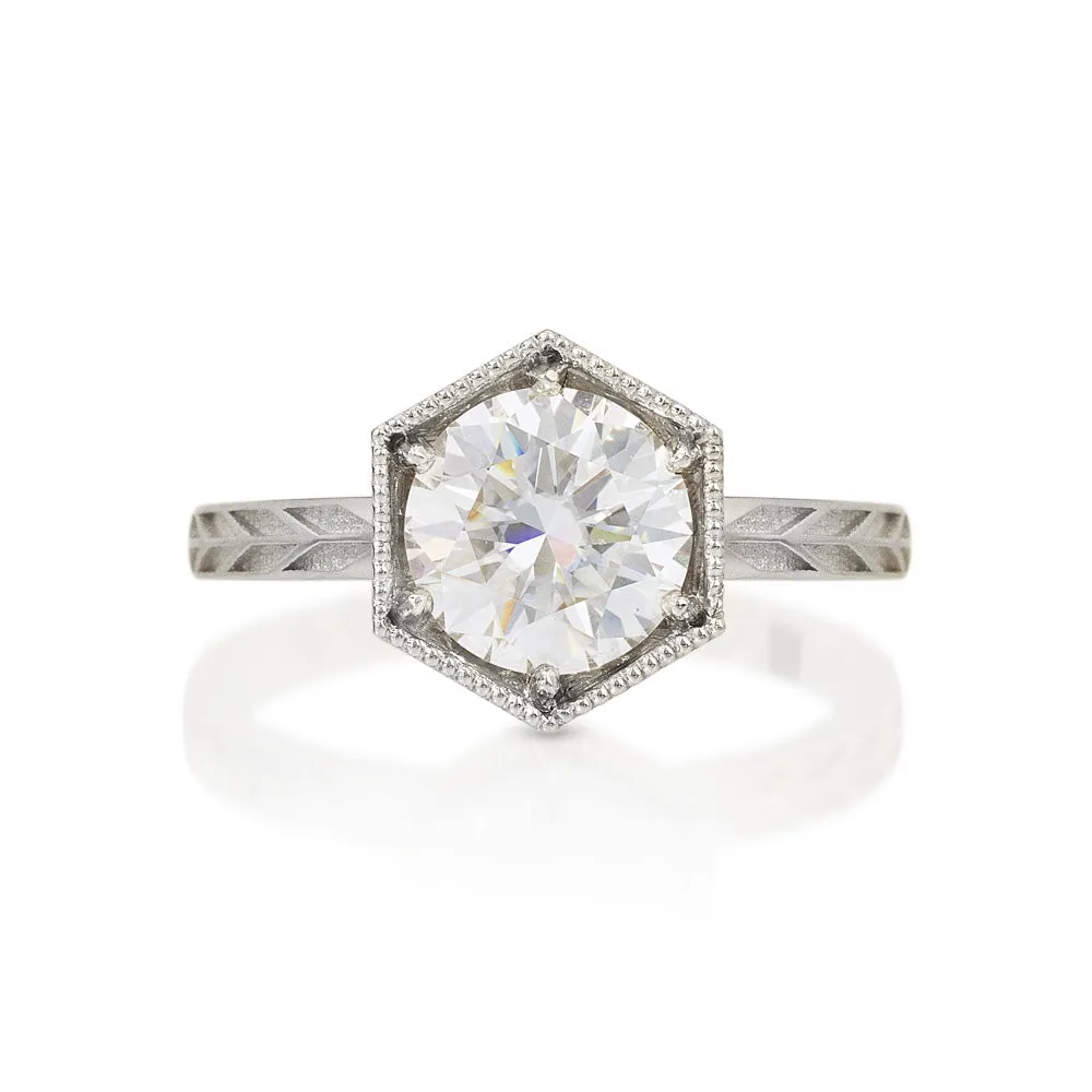 1.5ct Hexagon Art Deco Diamond Ring