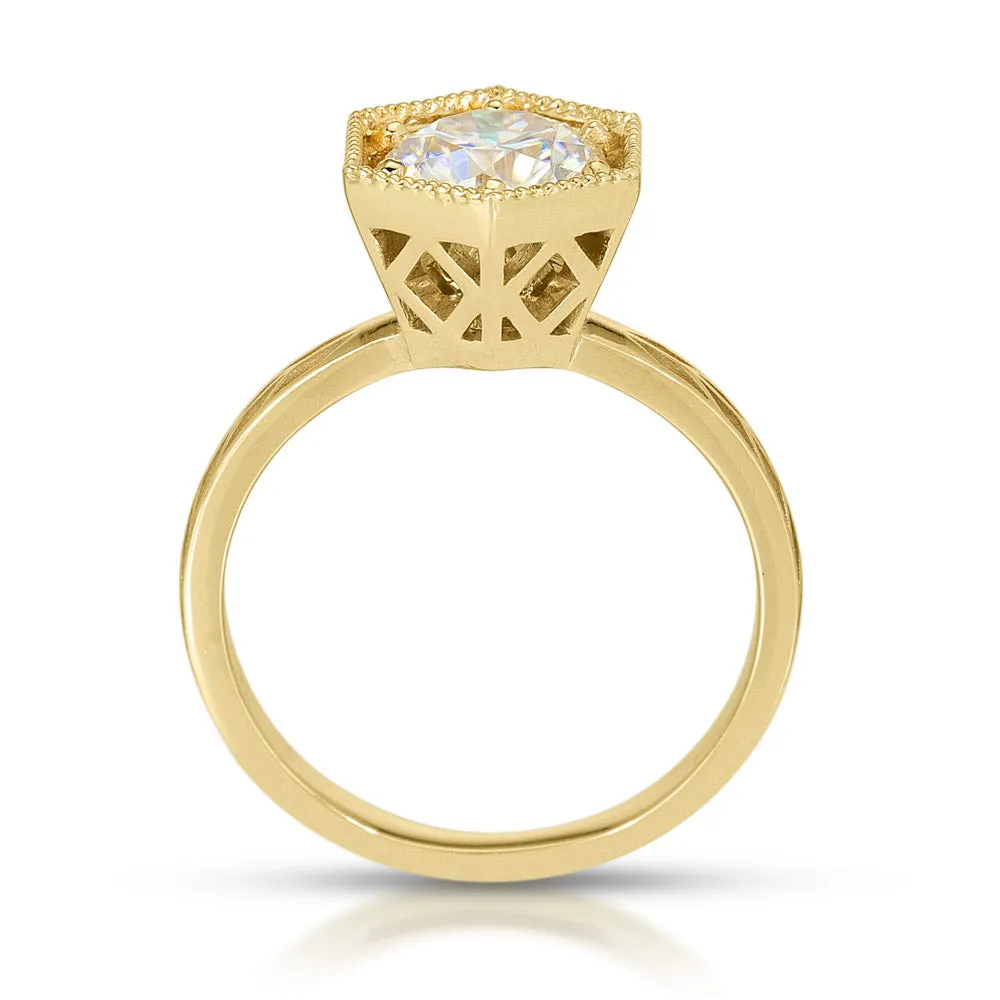 1.5ct Hexagon Art Deco Diamond Ring