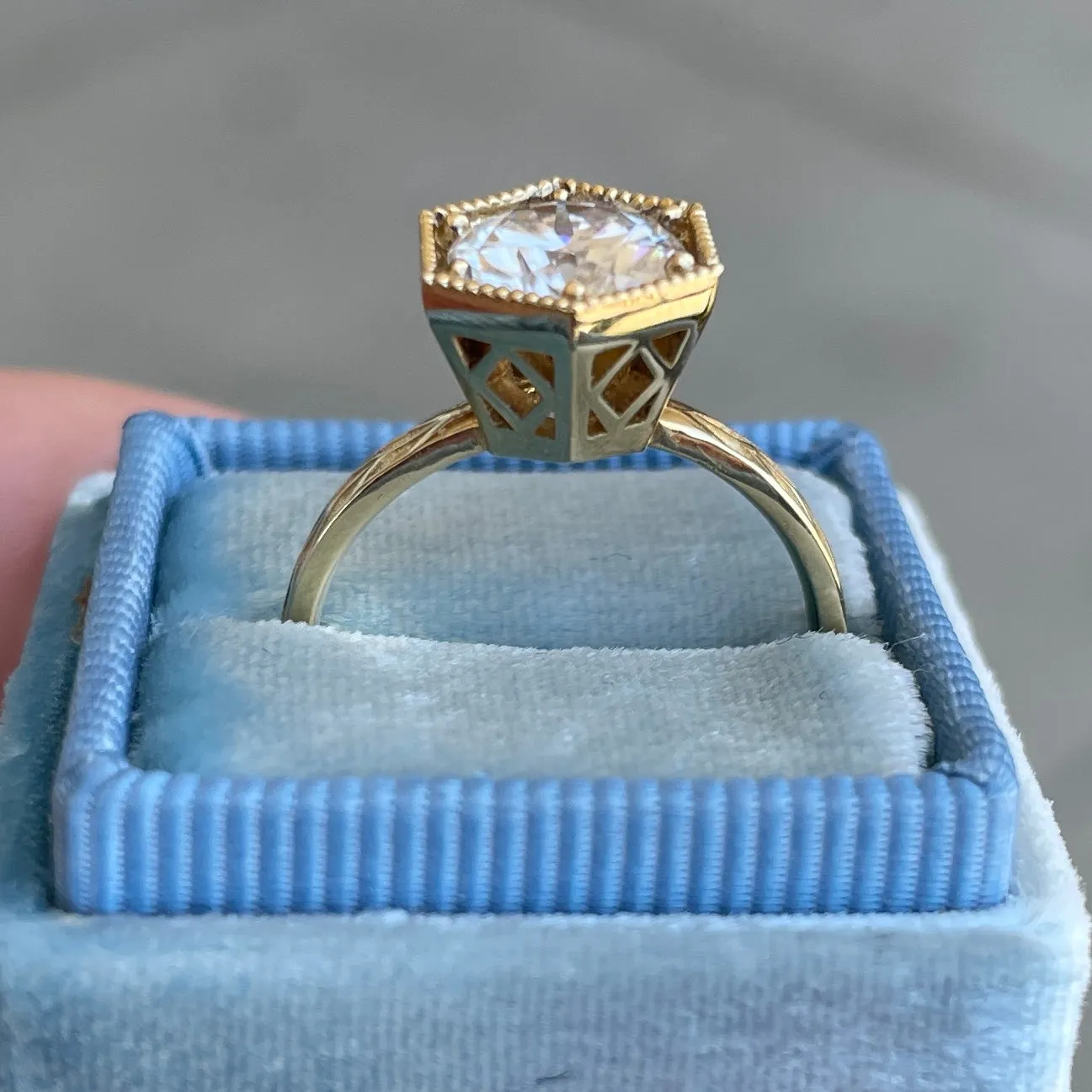 1.5ct Hexagon Art Deco Diamond Ring