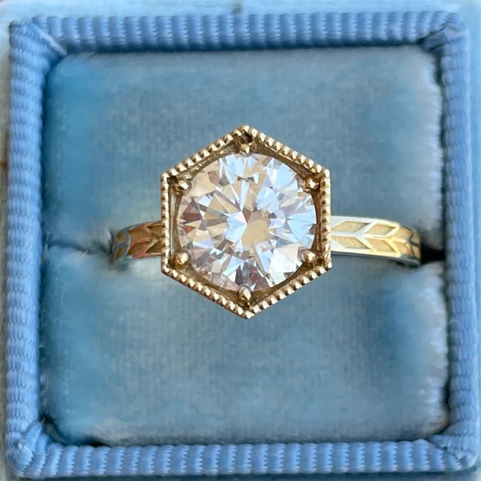 1.5ct Hexagon Art Deco Diamond Ring