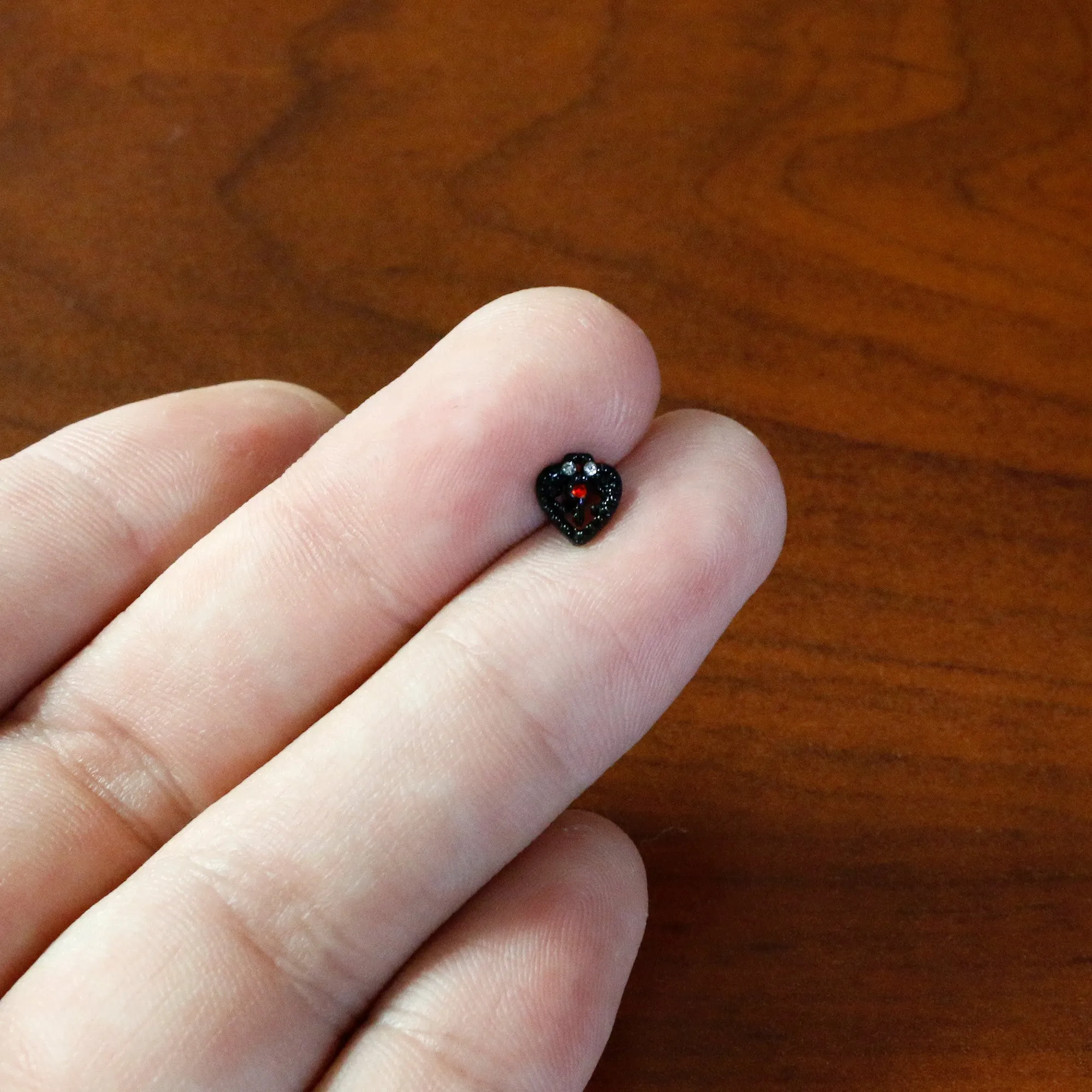 16 Gauge 5/16 Red Gem Black Steampunk Skull Labret Monroe Tragus