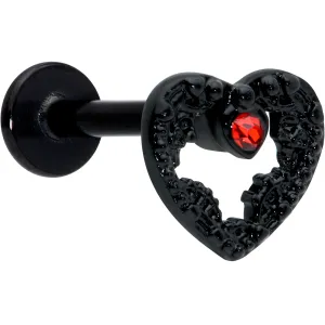 16 Gauge 5/16 Red Gem Black Steampunk Skull Labret Monroe Tragus