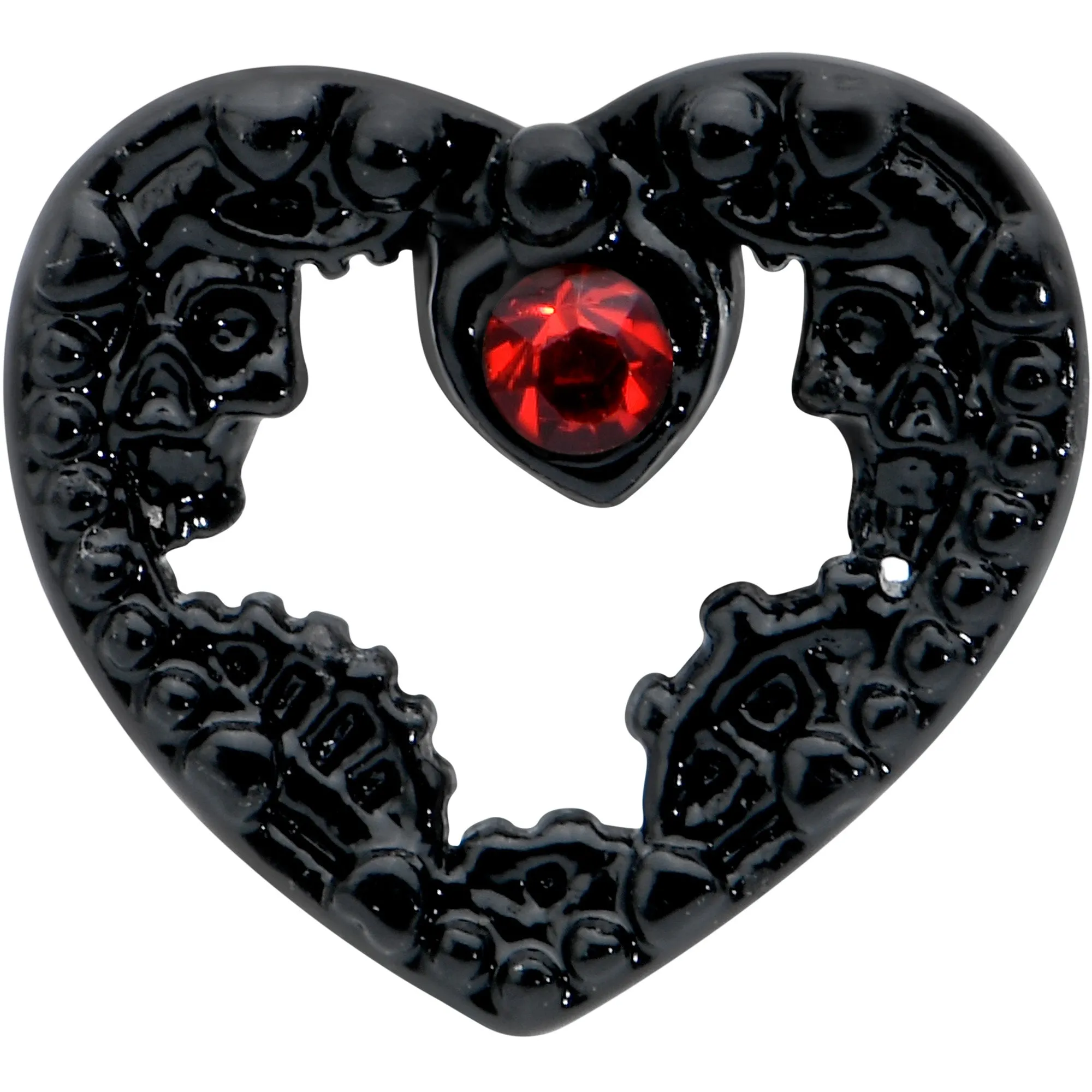 16 Gauge 5/16 Red Gem Black Steampunk Skull Labret Monroe Tragus
