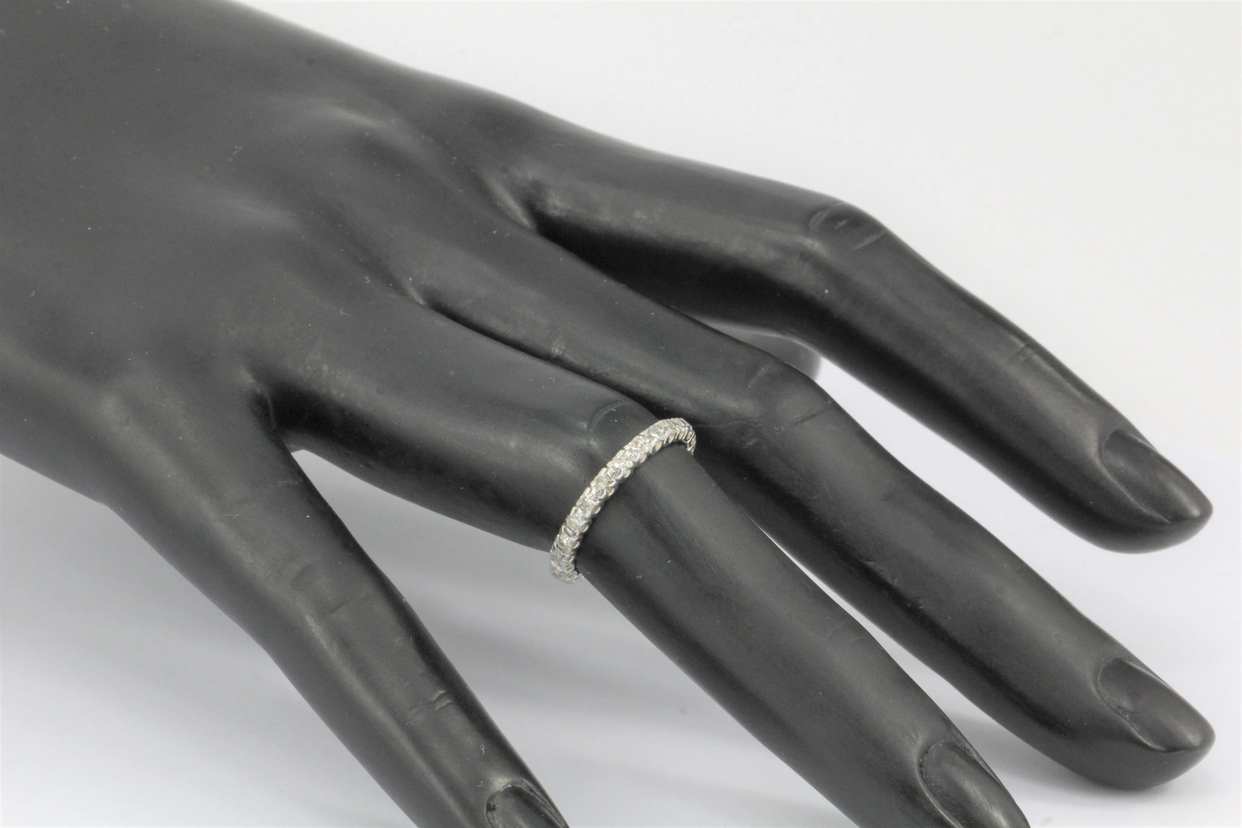18k White Gold Single Cut .60 CTW Diamond Eternity Band Ring  c.1920