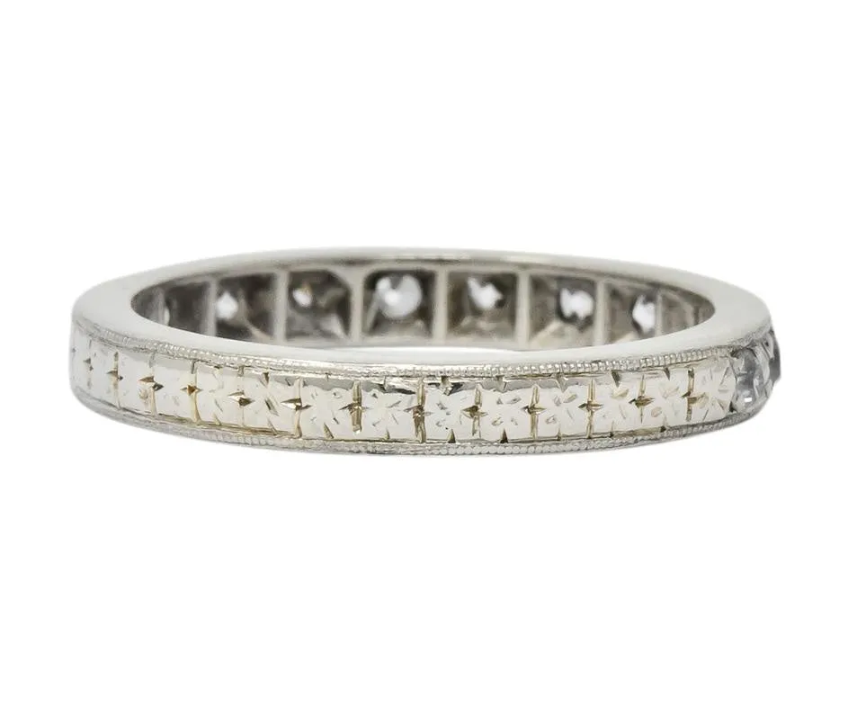 1920's Art Deco 0.38 CTW Diamond 14 Karat White Gold Orange Blossom Band Ring