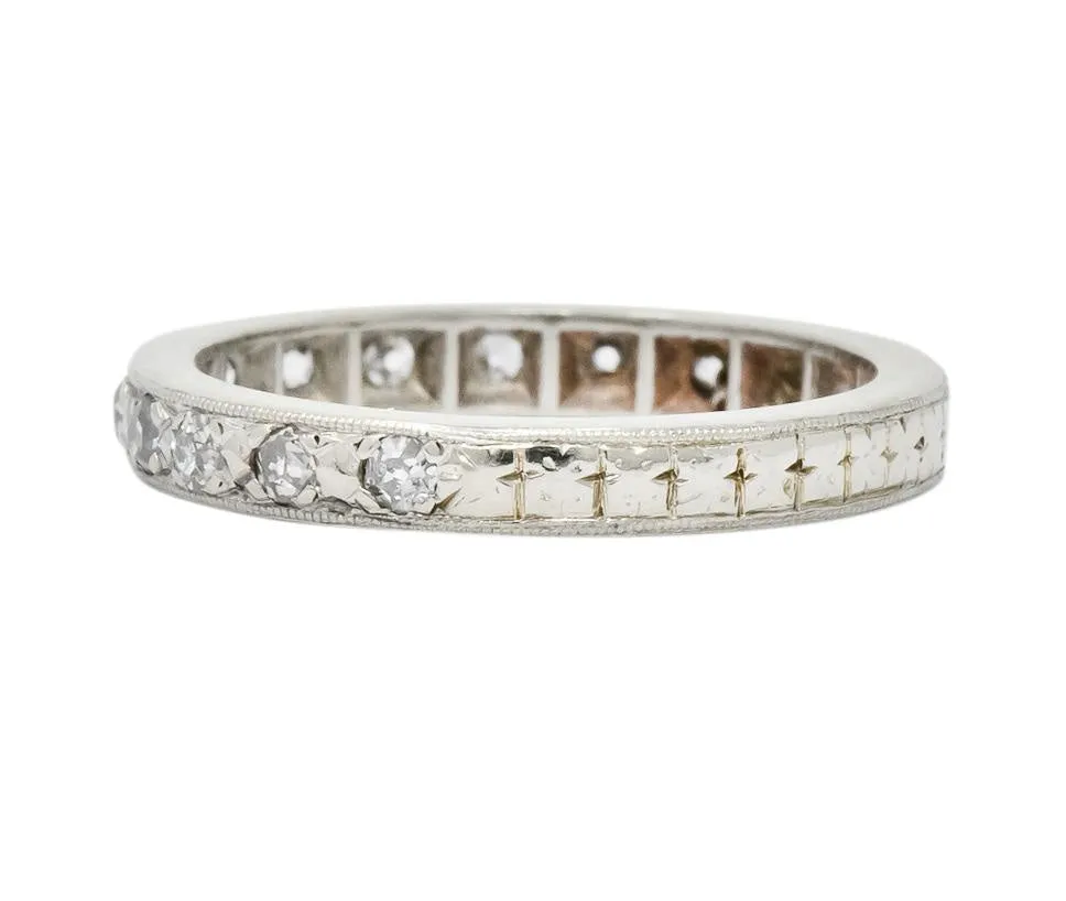 1920's Art Deco 0.38 CTW Diamond 14 Karat White Gold Orange Blossom Band Ring