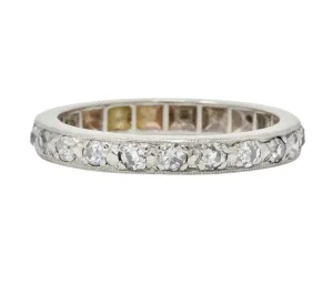 1920's Art Deco 0.38 CTW Diamond 14 Karat White Gold Orange Blossom Band Ring