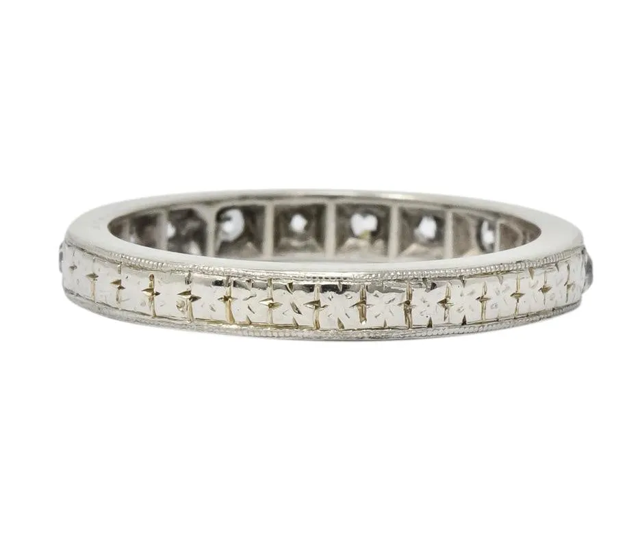 1920's Art Deco 0.38 CTW Diamond 14 Karat White Gold Orange Blossom Band Ring