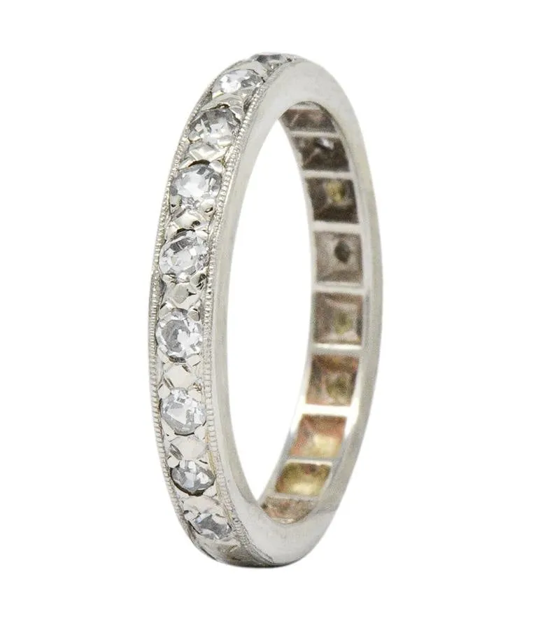 1920's Art Deco 0.38 CTW Diamond 14 Karat White Gold Orange Blossom Band Ring