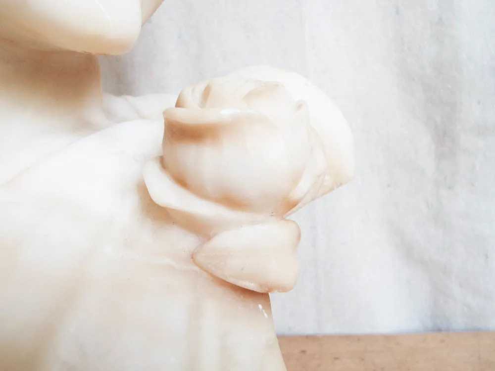 1920s Art Deco Alabaster Marble Sculpture Female Bust Flapper Style