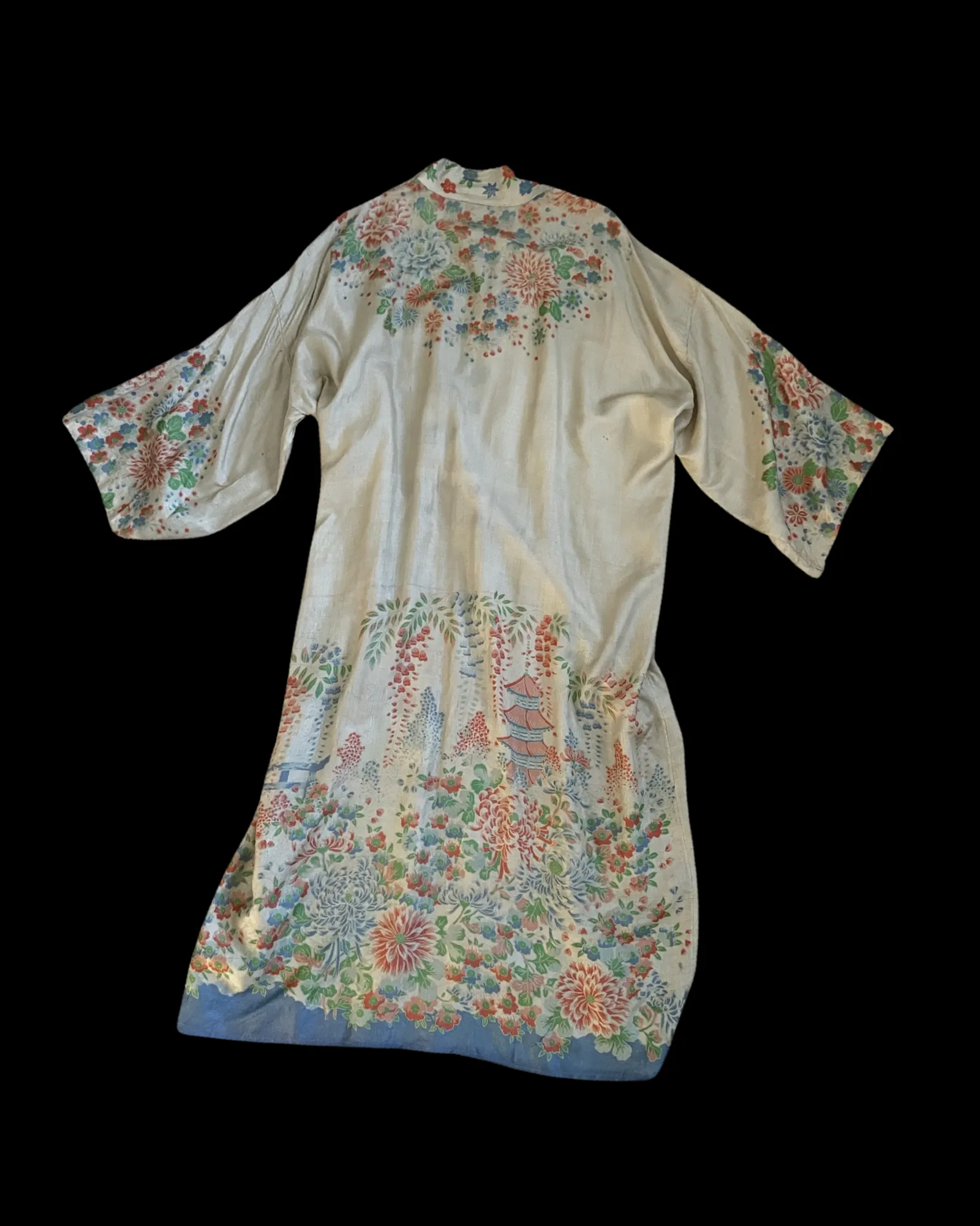 1920s Pongee Silk Tie Waist Robe