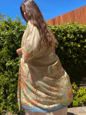 1920s Pongee Silk Tie Waist Robe