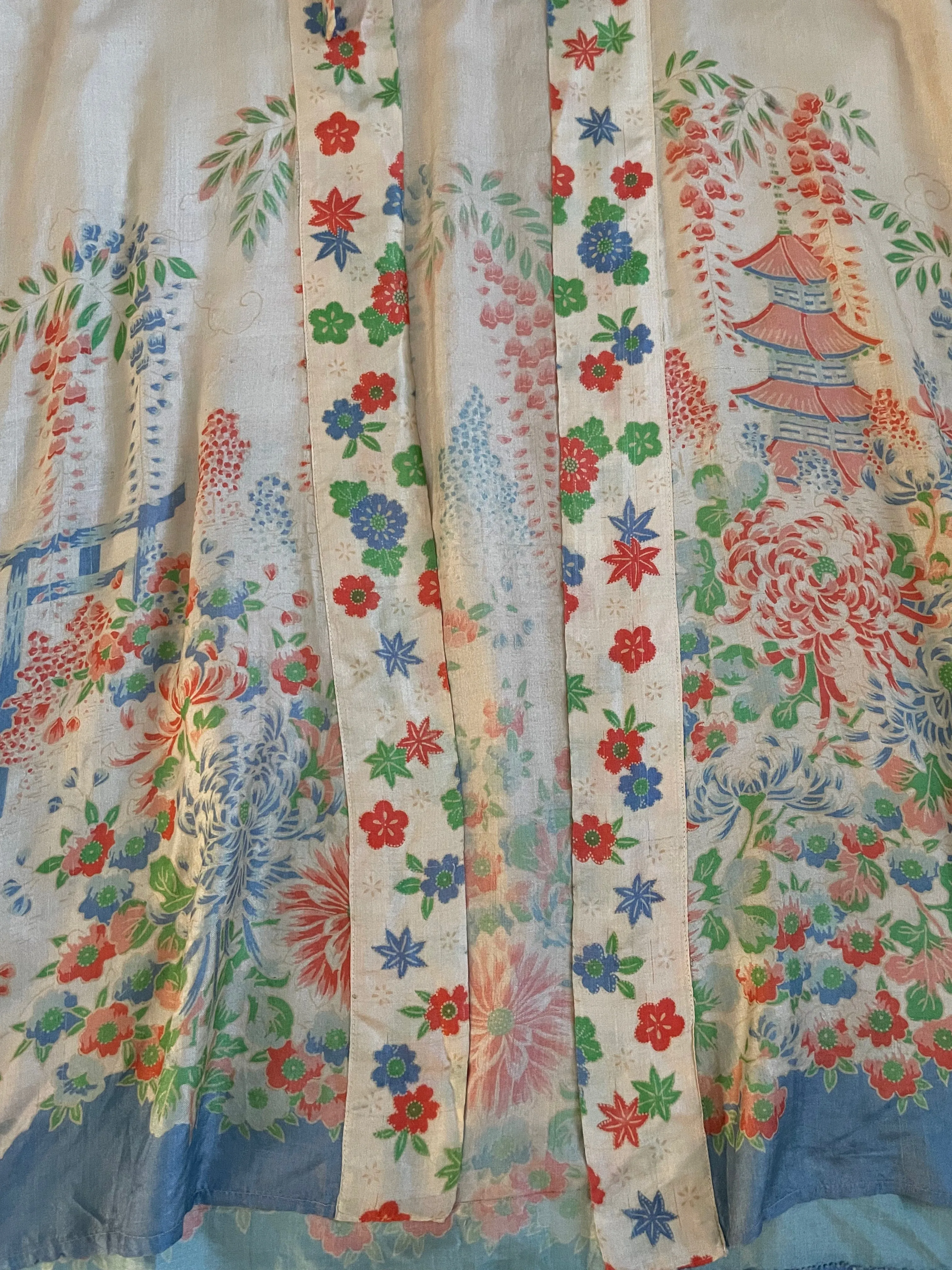 1920s Pongee Silk Tie Waist Robe