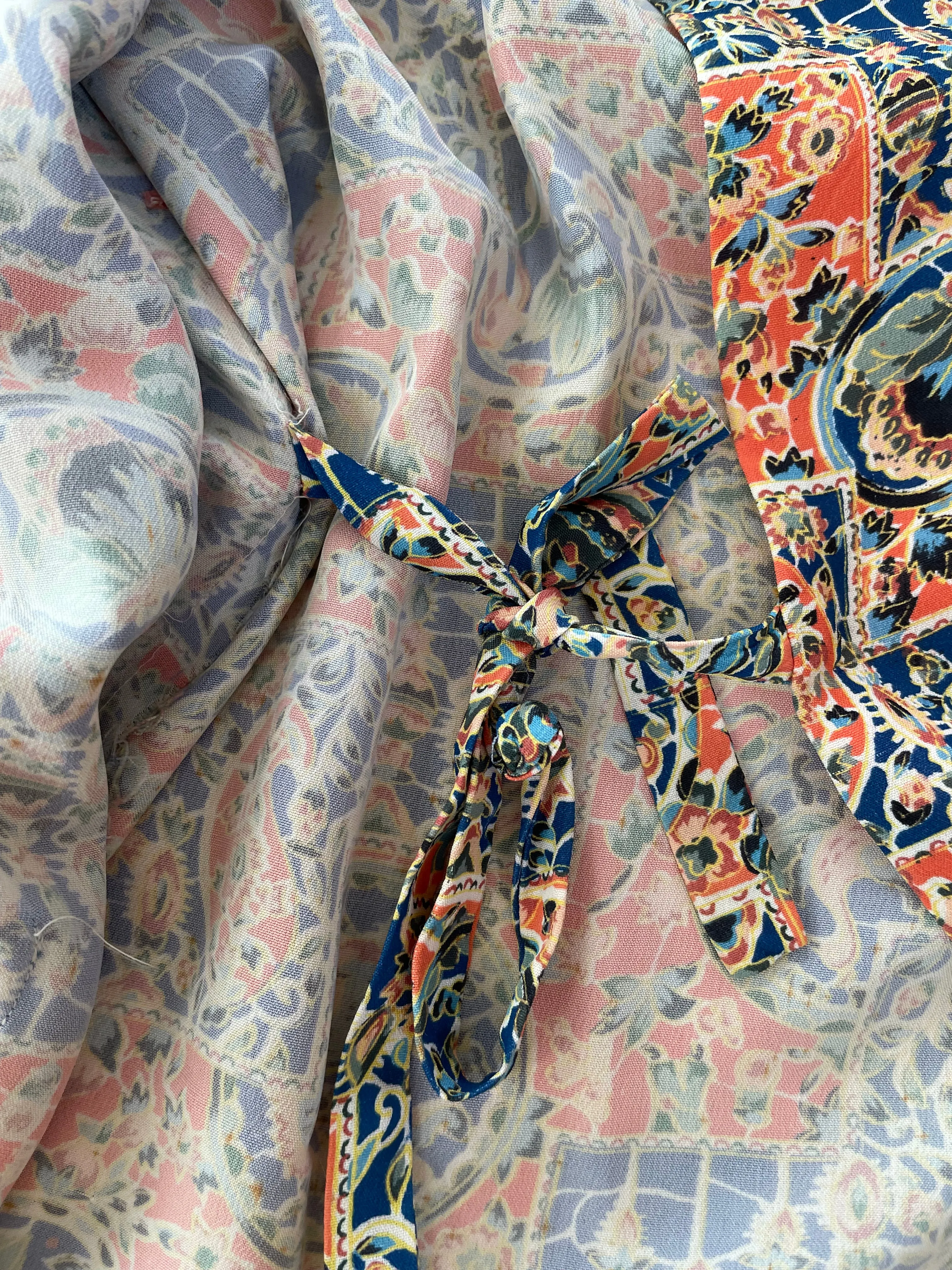 1920s Silk Crepe Japanese Trumpet Sleeve Tunic Style Robe