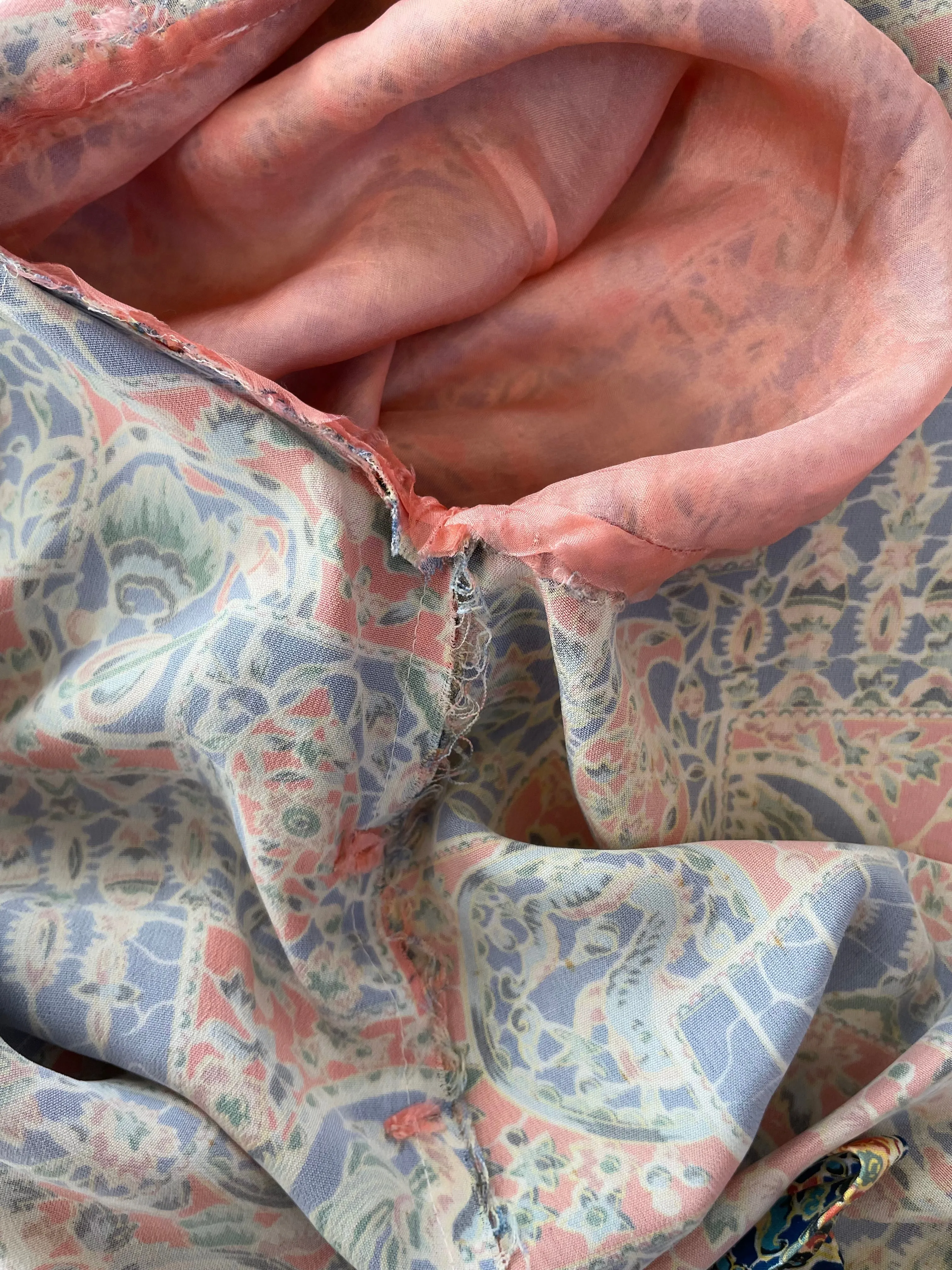 1920s Silk Crepe Japanese Trumpet Sleeve Tunic Style Robe