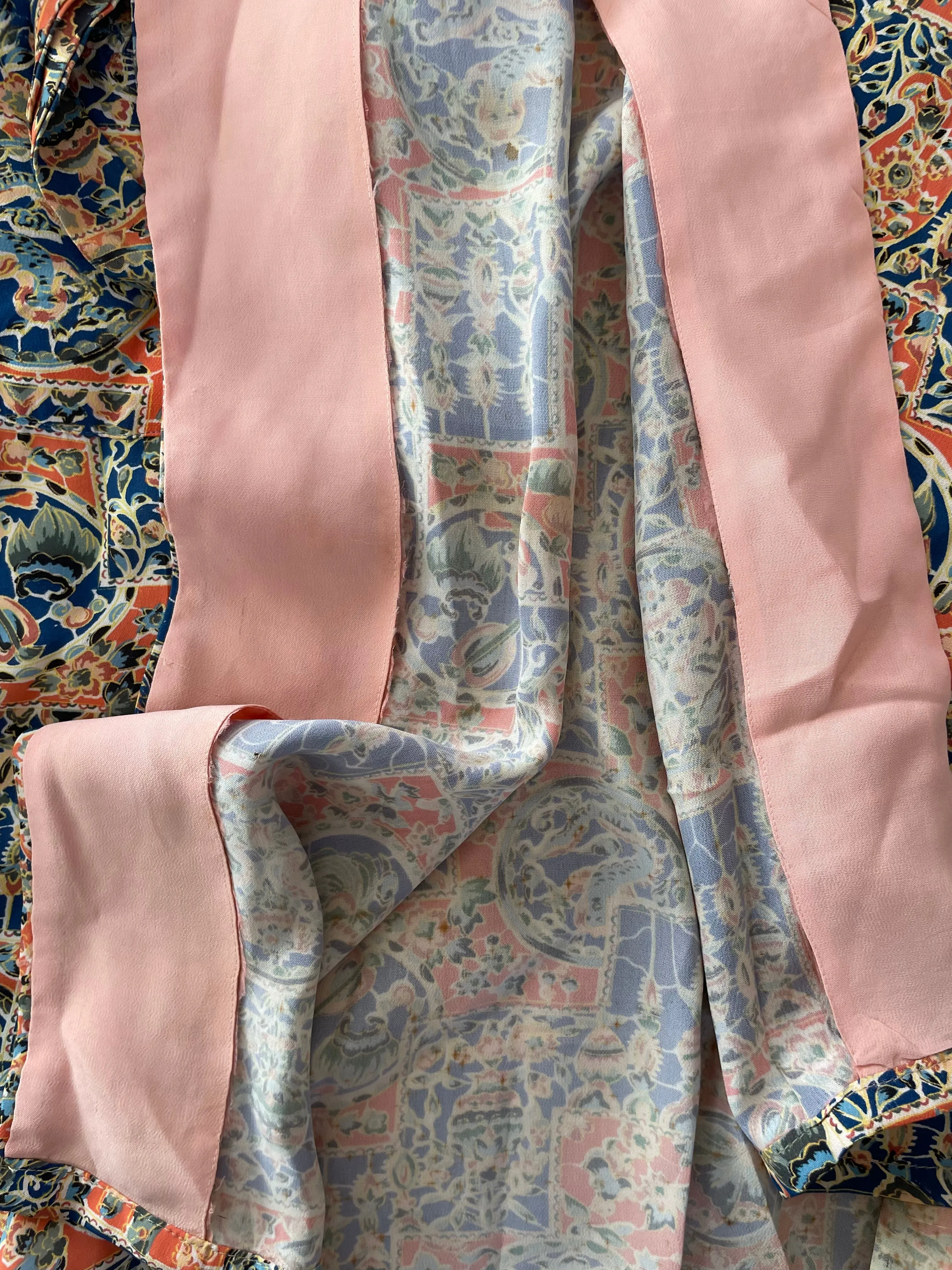 1920s Silk Crepe Japanese Trumpet Sleeve Tunic Style Robe