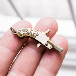 1930s Damascene Flintlock Cap Gun Pendant