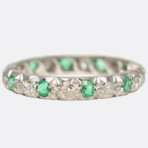 1930's Emerald & Diamond Eternity Ring
