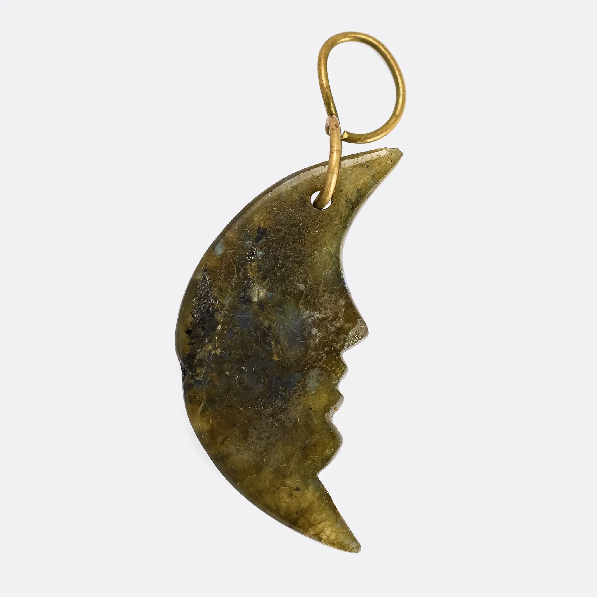 1930's Labradorite "Man in the Moon" Pendant