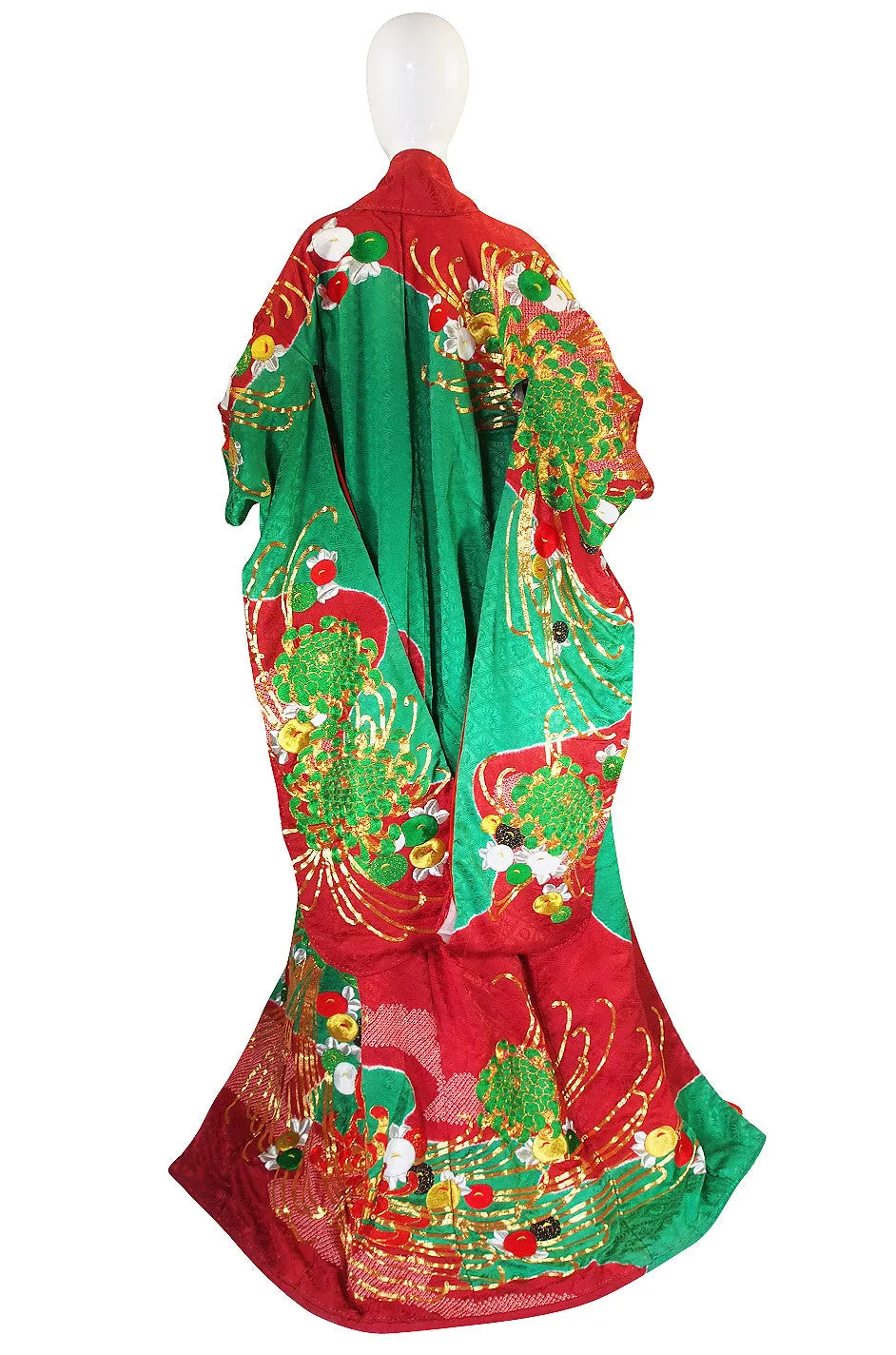 1950s Embroidered and Hand Dyed Furisode Kimono