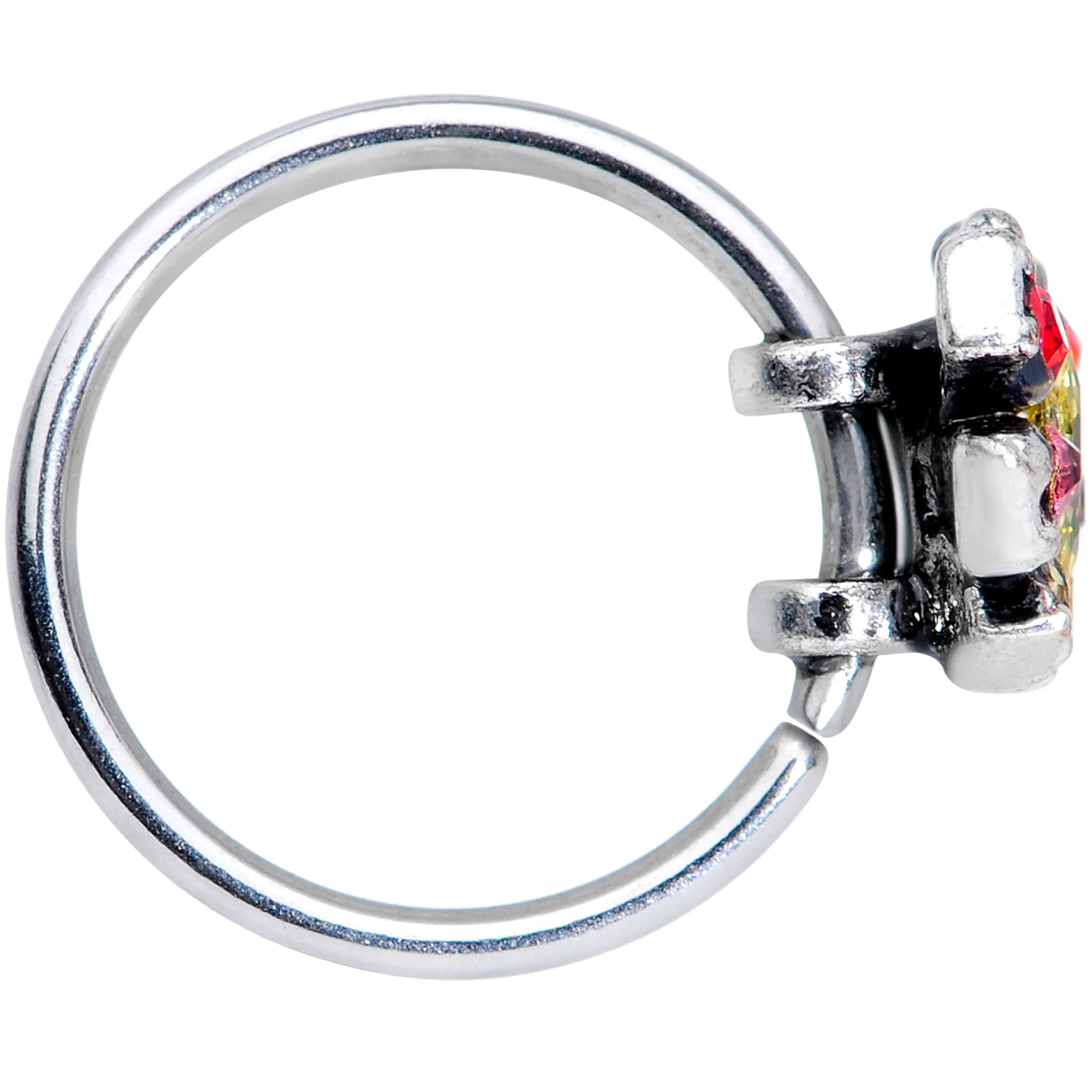 20 Gauge 5/16 Red Yellow Gem Art Deco Butterfly Nose Hoop
