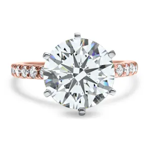 3.5 CTW Art Deco Diamond Engagement Ring | French Set | 14k Rose, Yellow, or White Gold | 3 Carat Round IGI Certified