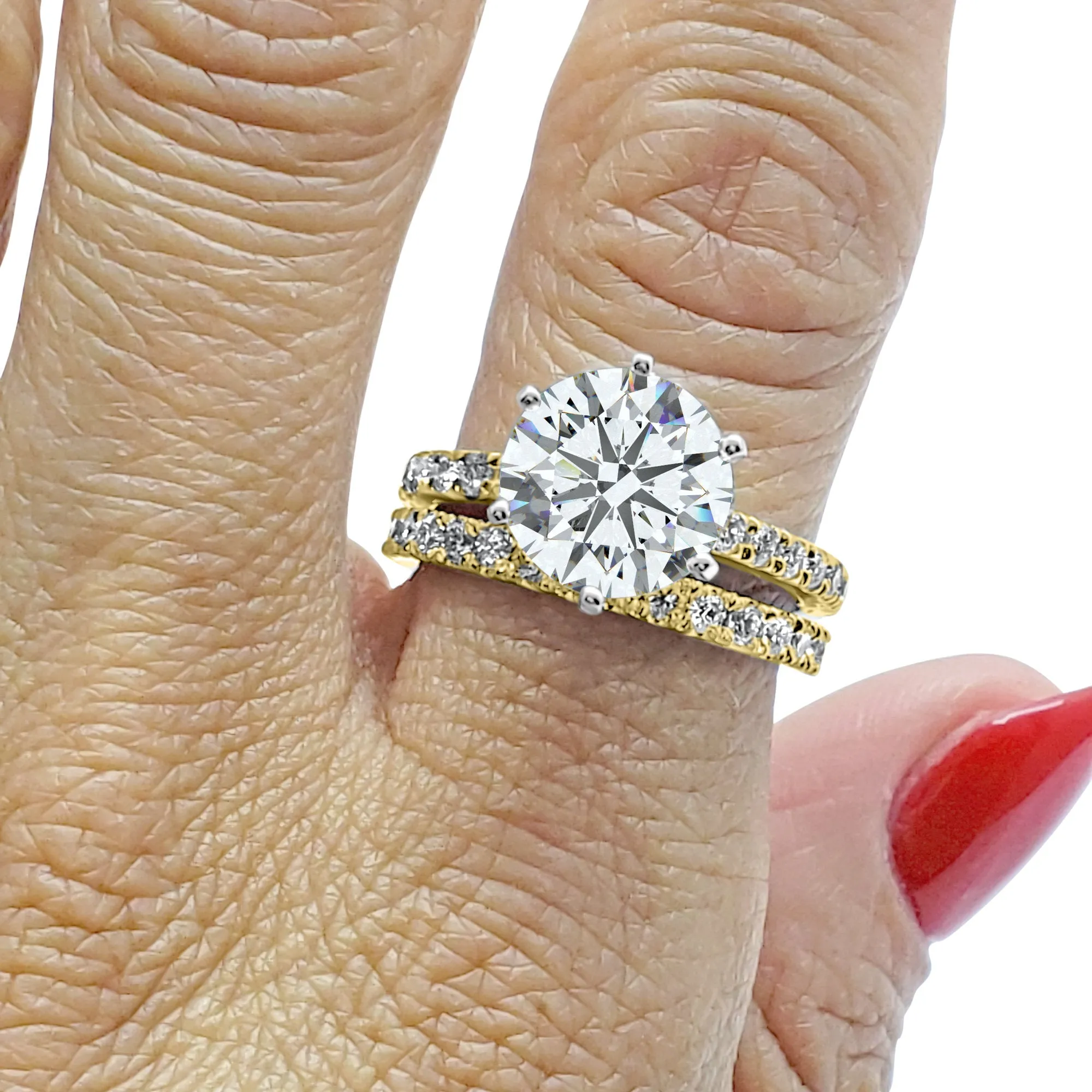 3.5 CTW Art Deco Diamond Engagement Ring | French Set | 14k Rose, Yellow, or White Gold | 3 Carat Round IGI Certified
