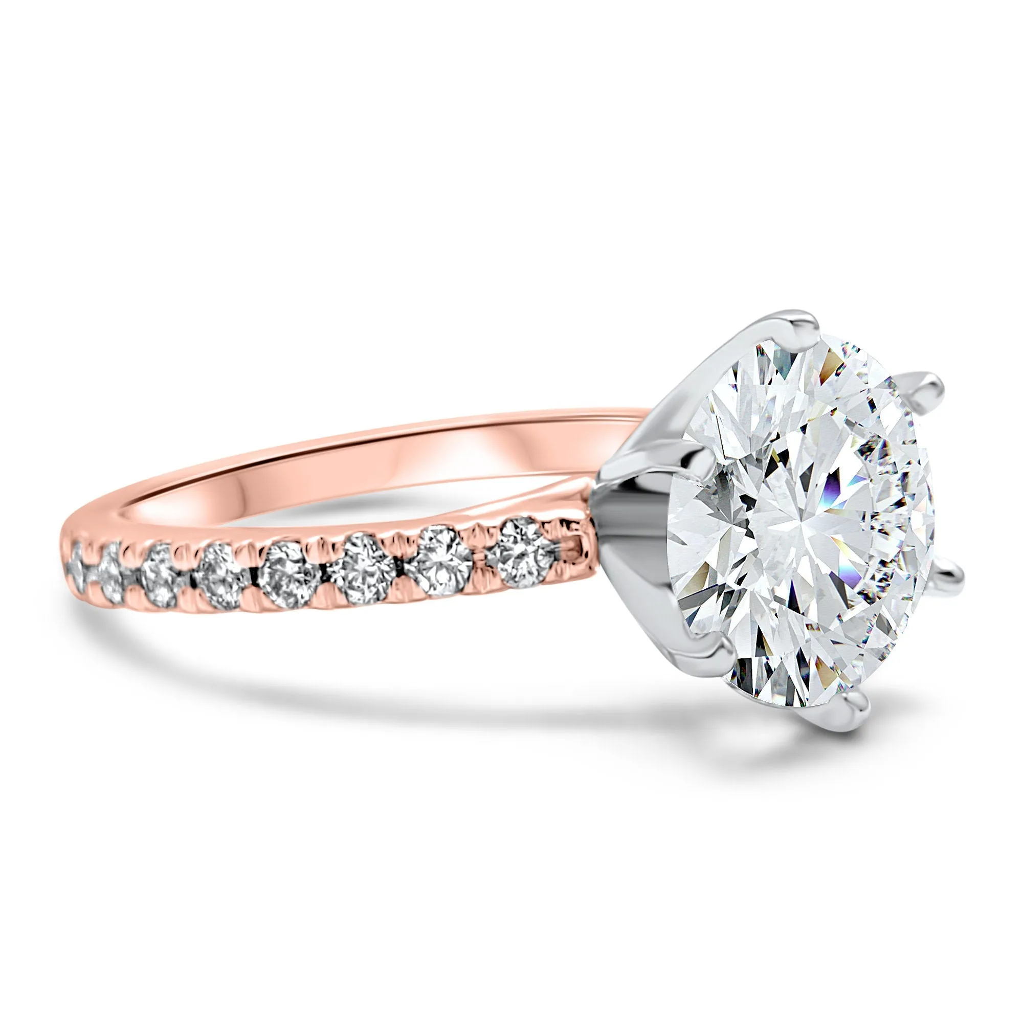 3.5 CTW Art Deco Diamond Engagement Ring | French Set | 14k Rose, Yellow, or White Gold | 3 Carat Round IGI Certified
