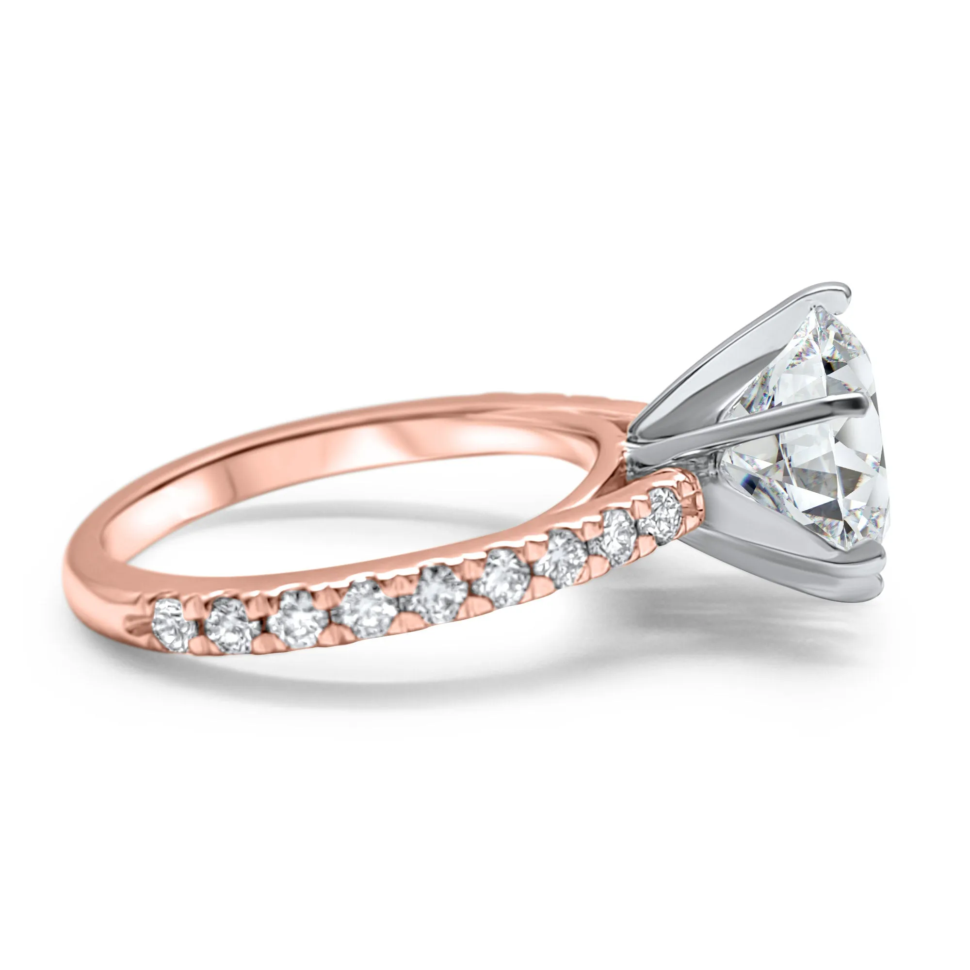 3.5 CTW Art Deco Diamond Engagement Ring | French Set | 14k Rose, Yellow, or White Gold | 3 Carat Round IGI Certified