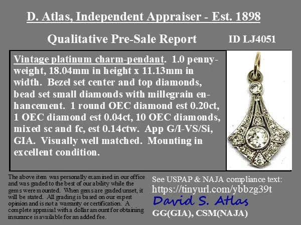 .38ctw Art Deco Diamond Navette Charm