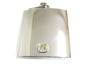 6 Oz. Stainless Steel Flask with Steampunk Rectangular Watch Gear Pendant
