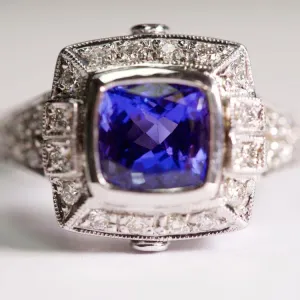 9kt White Gold Tanzanite and Diamond Ring