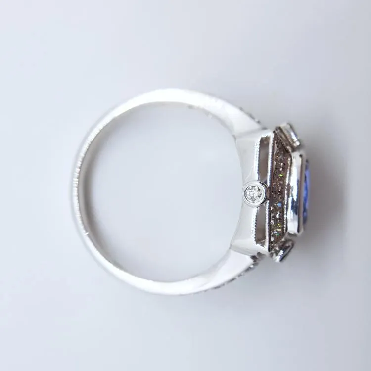 9kt White Gold Tanzanite and Diamond Ring