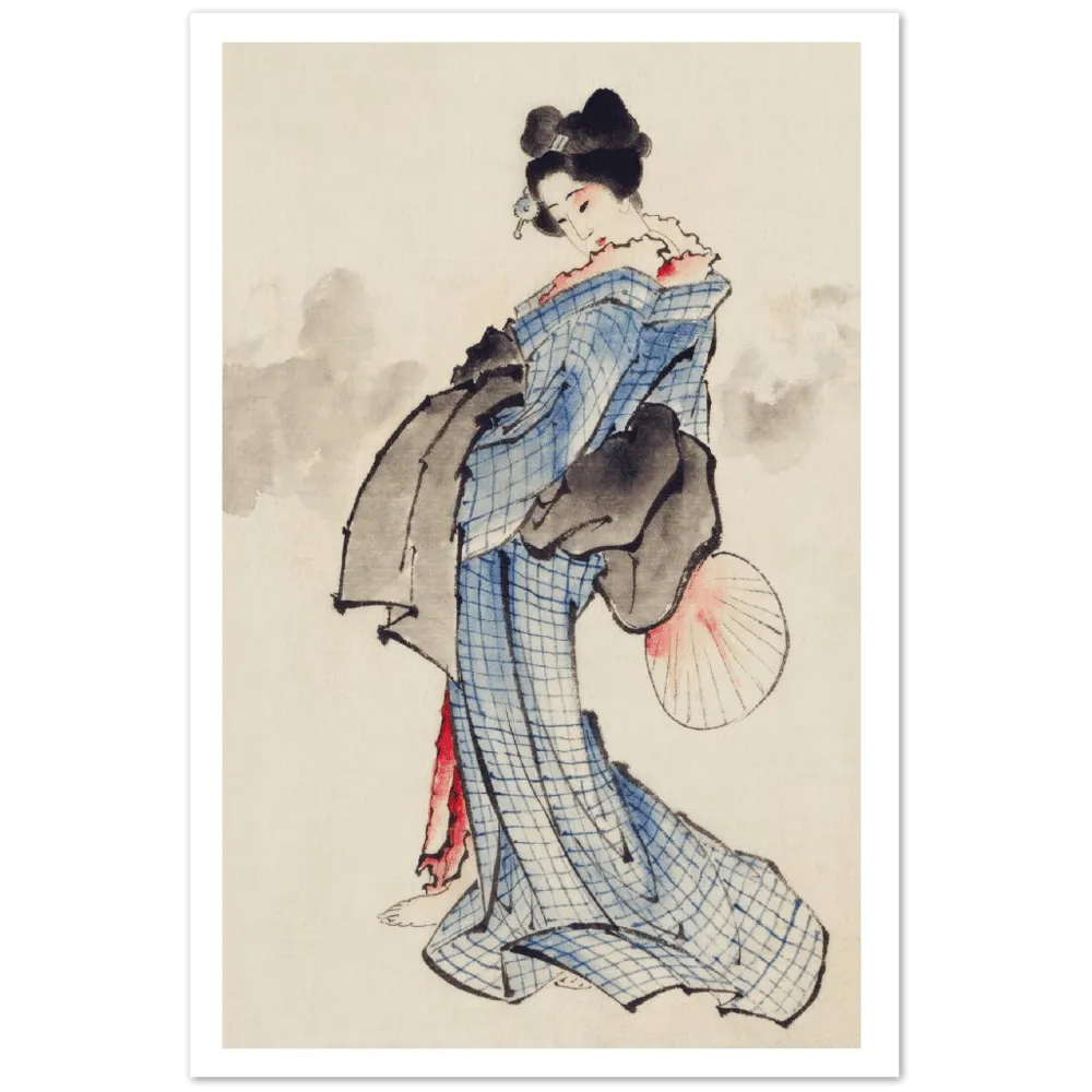 A Japanese Woman In Kimono - Katsushika Hokusai
